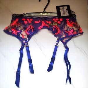 Honey Birdette Whitney Suspender Sapphire/Pink